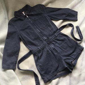 Free People Black Denim 'Zipalls/ Shortalls' Romper 100% Cotton